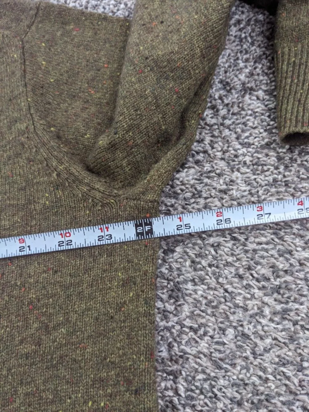 J Crew Sweater Wool Blend Shawl Collar Donegal Flecked Green Mens Large